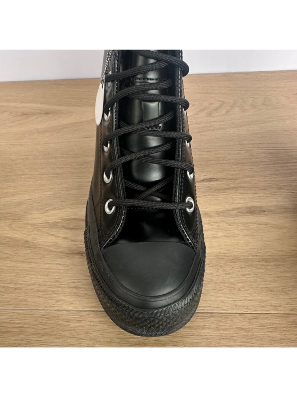 ✨Converse Chuck Taylor Wedge Platform Leather Sz 10.5 Womens Shoes Black A12827C - Picture 9 of 10
